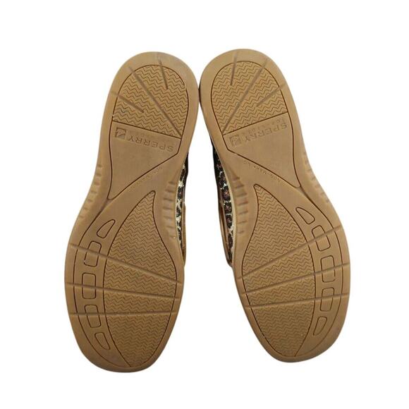 Sperry Shoes Womens 9 Slip On Boat Loafer Leather Leopard Top Sider Preppy Brown - Picture 9 of 13